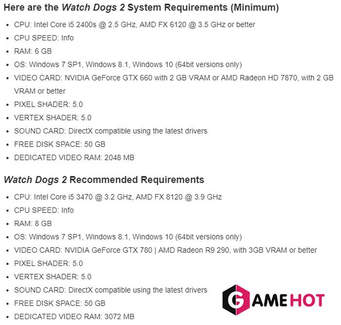 Cấu hình game Watch Dog 2