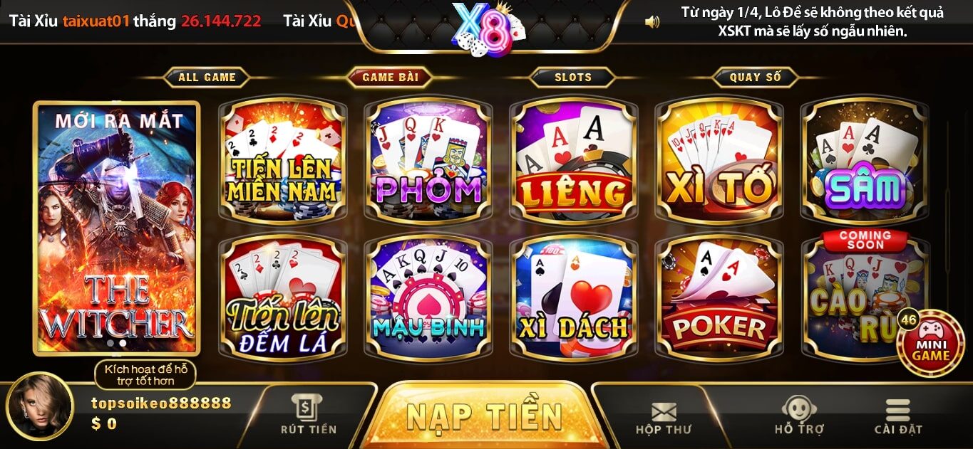 Hệ thống game ở x8 club chất lượng và uy tín tuyệt đối