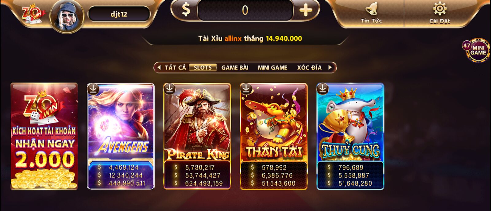 Các sản phẩm game nổ hũ Zowin được nhiều anh em ưa chuộng