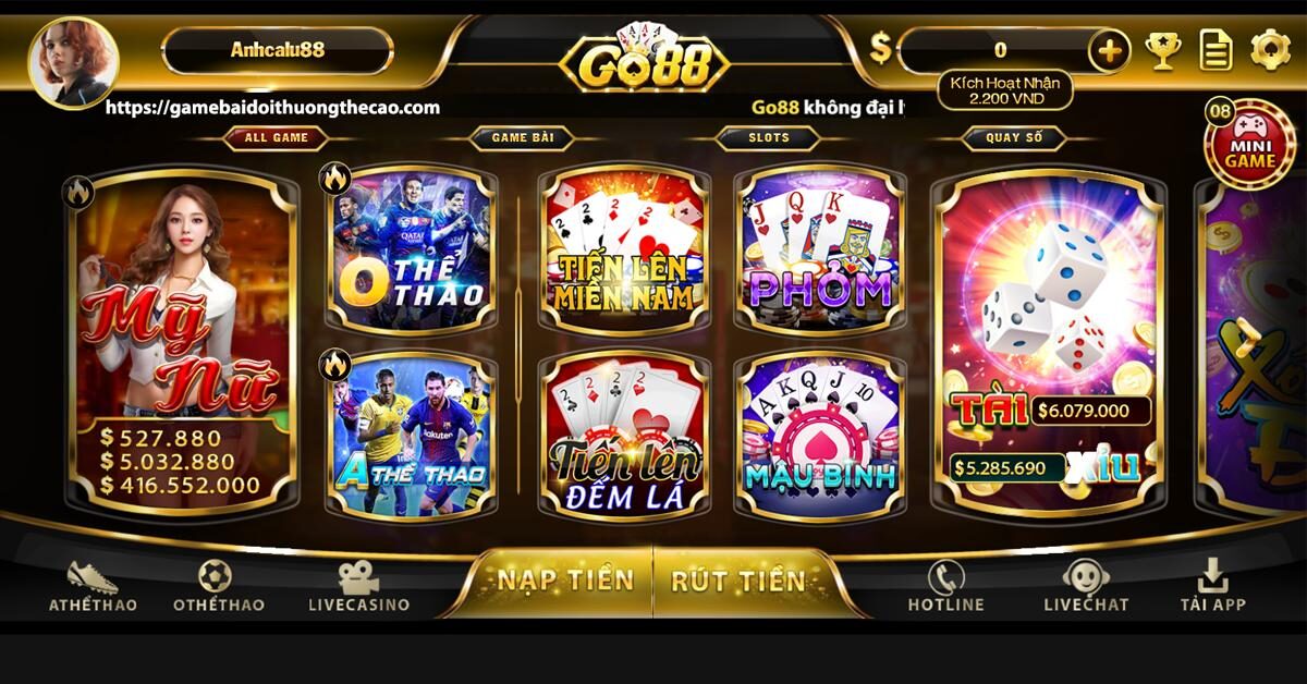 Giao diện game bài go88 được giới game thủ yêu thích